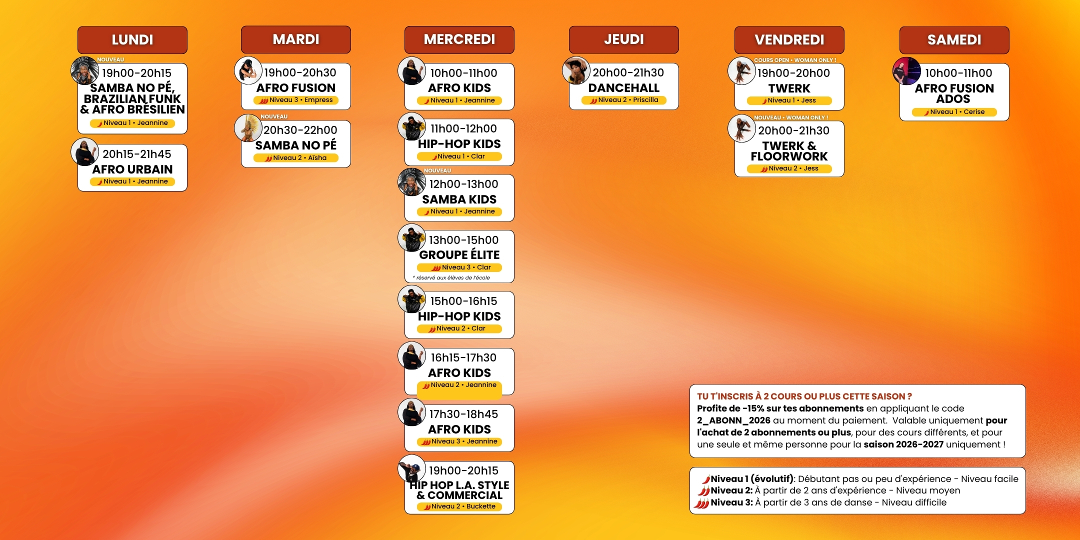 Planning saison 2026-2027 - Waka Waka Dance Academy, Lille