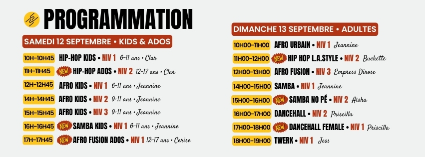 Programmation Portes Ouvertes Septembre 2026 Waka Waka Dance Academy Lille