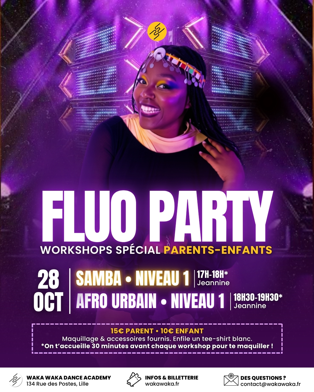 Fluo Party à Lille : des workshops de danse parents-enfants hauts en couleur !